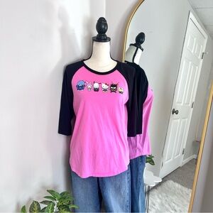 Hot Topic Pink and Black Hello Kitty Graphic Tee